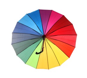 Photo of Stylish open bright umbrella isolated on white