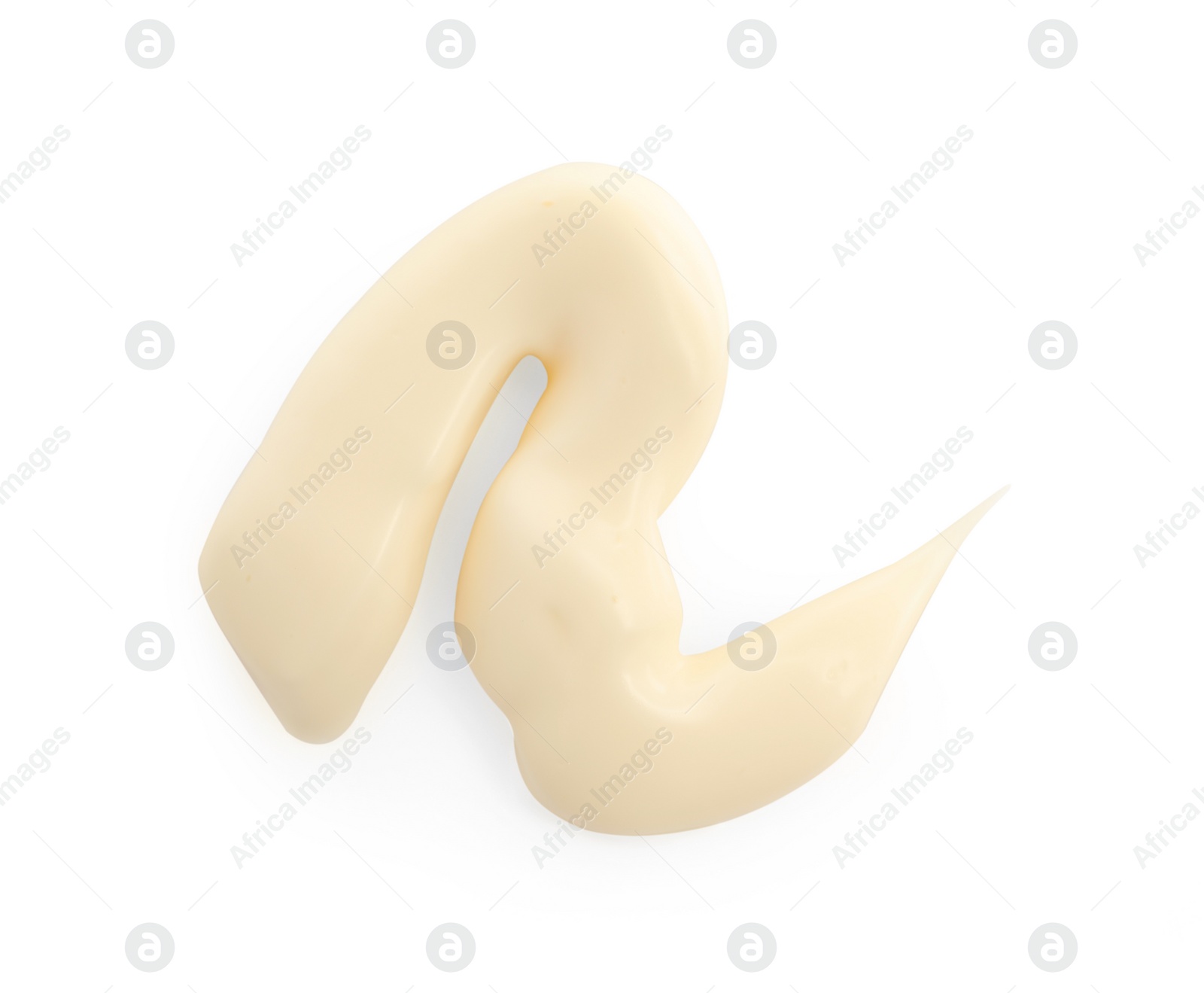 Photo of Tasty mayonnaise isolated on white, top view
