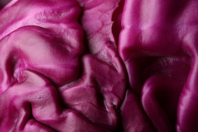Photo of Fresh ripe red cabbage as background, closeup