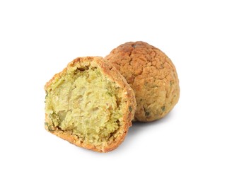 Photo of Delicious fried falafel balls on white background