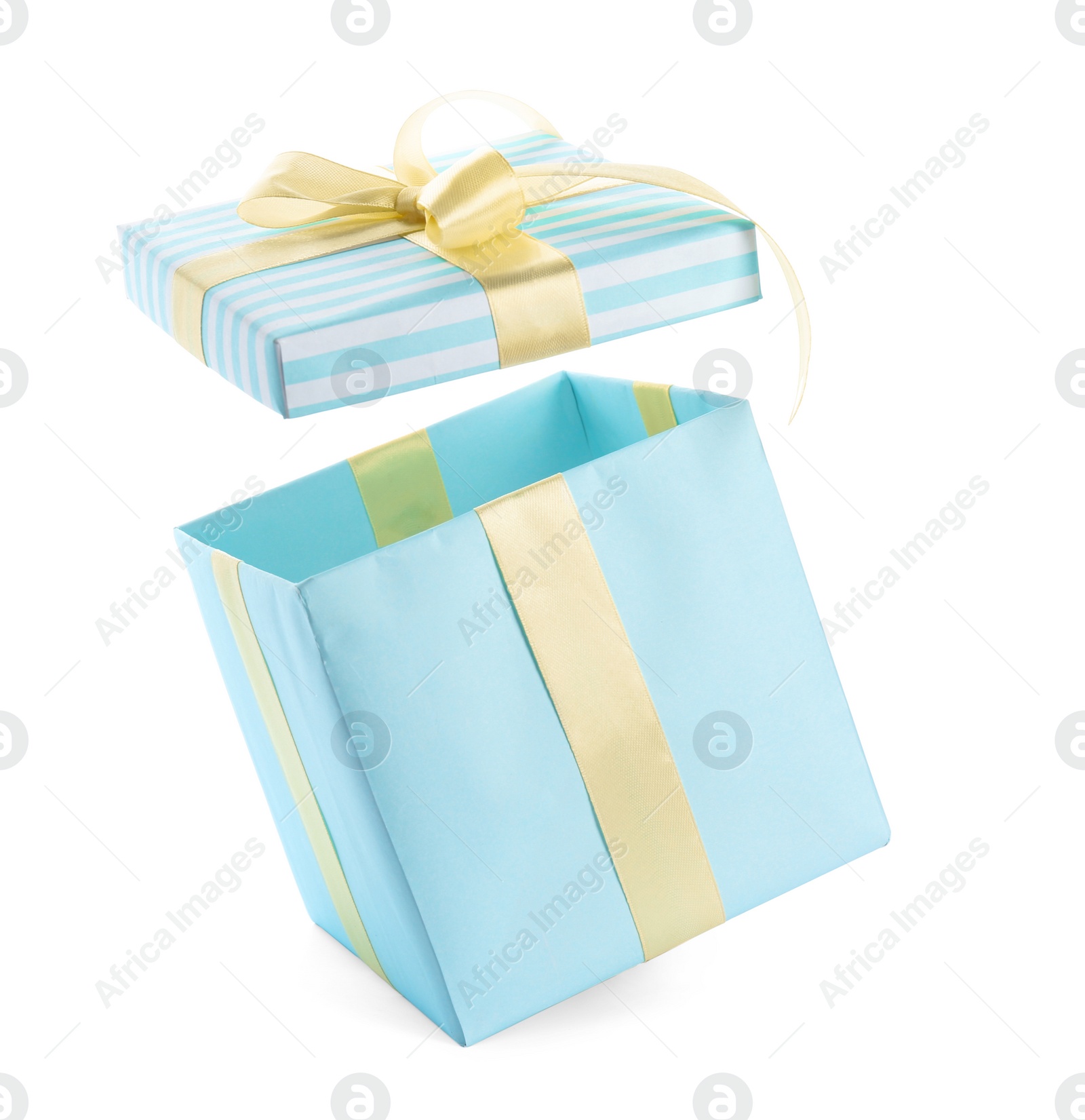 Photo of Beautifully decorated gift box on white background