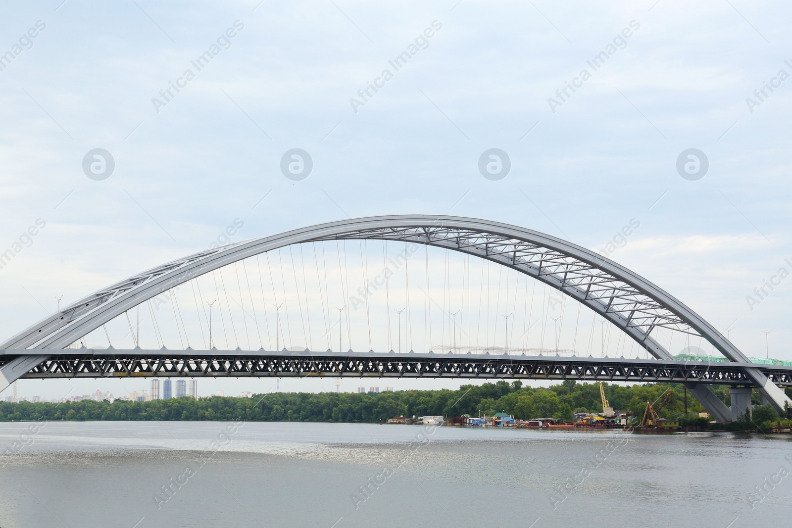 Photo of Beautiful view of modern bridge over river