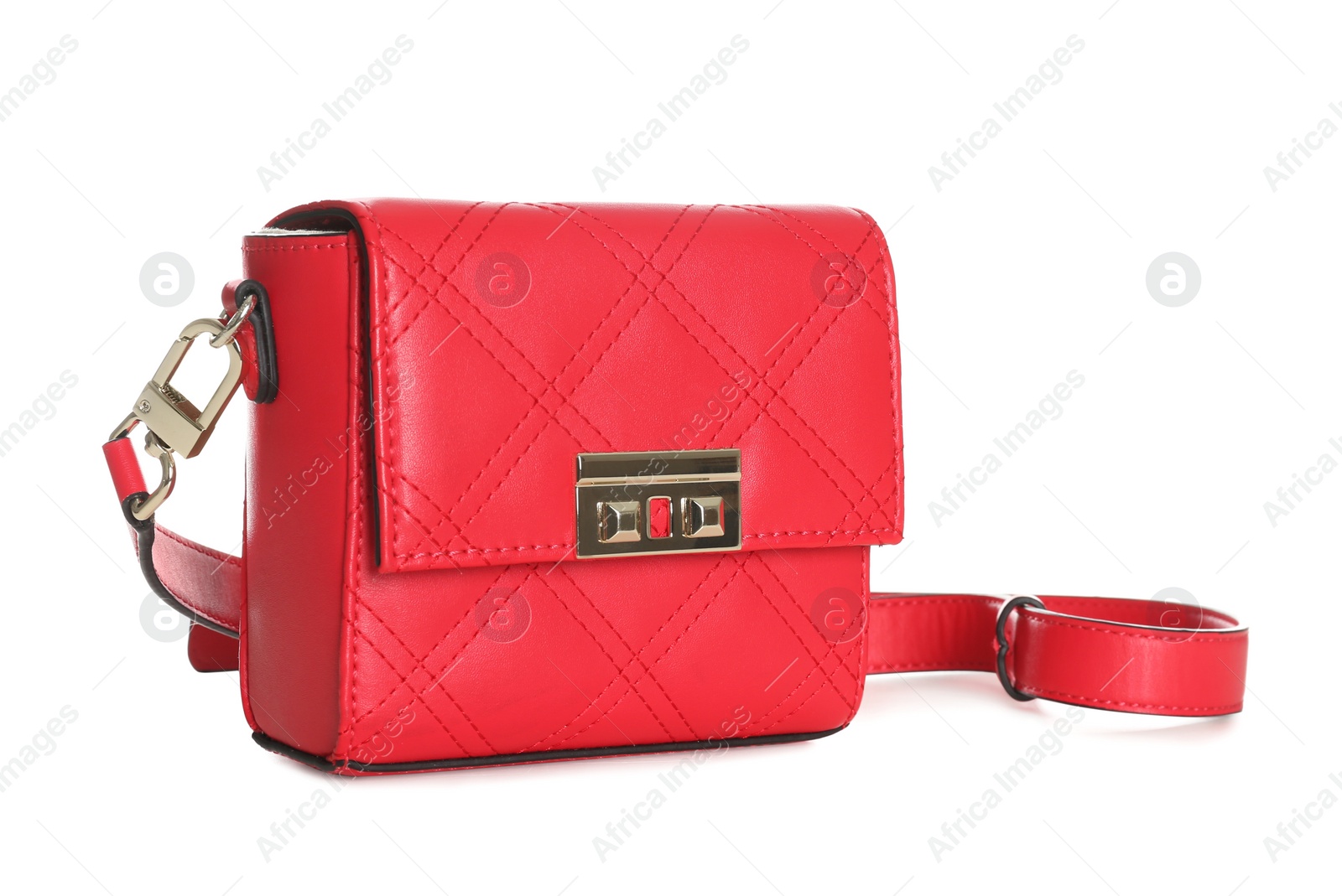 Photo of Stylish red woman's bag isolated on white