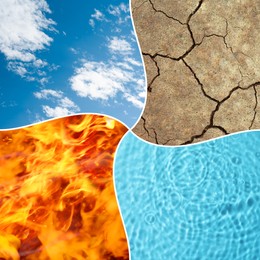 Image of Set of four elements: Air, Earth, Fire and Water