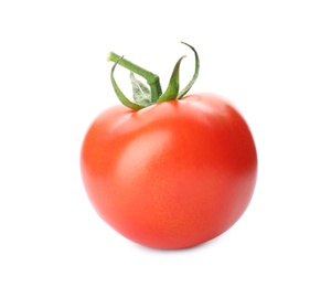 Fresh ripe whole tomato on white background