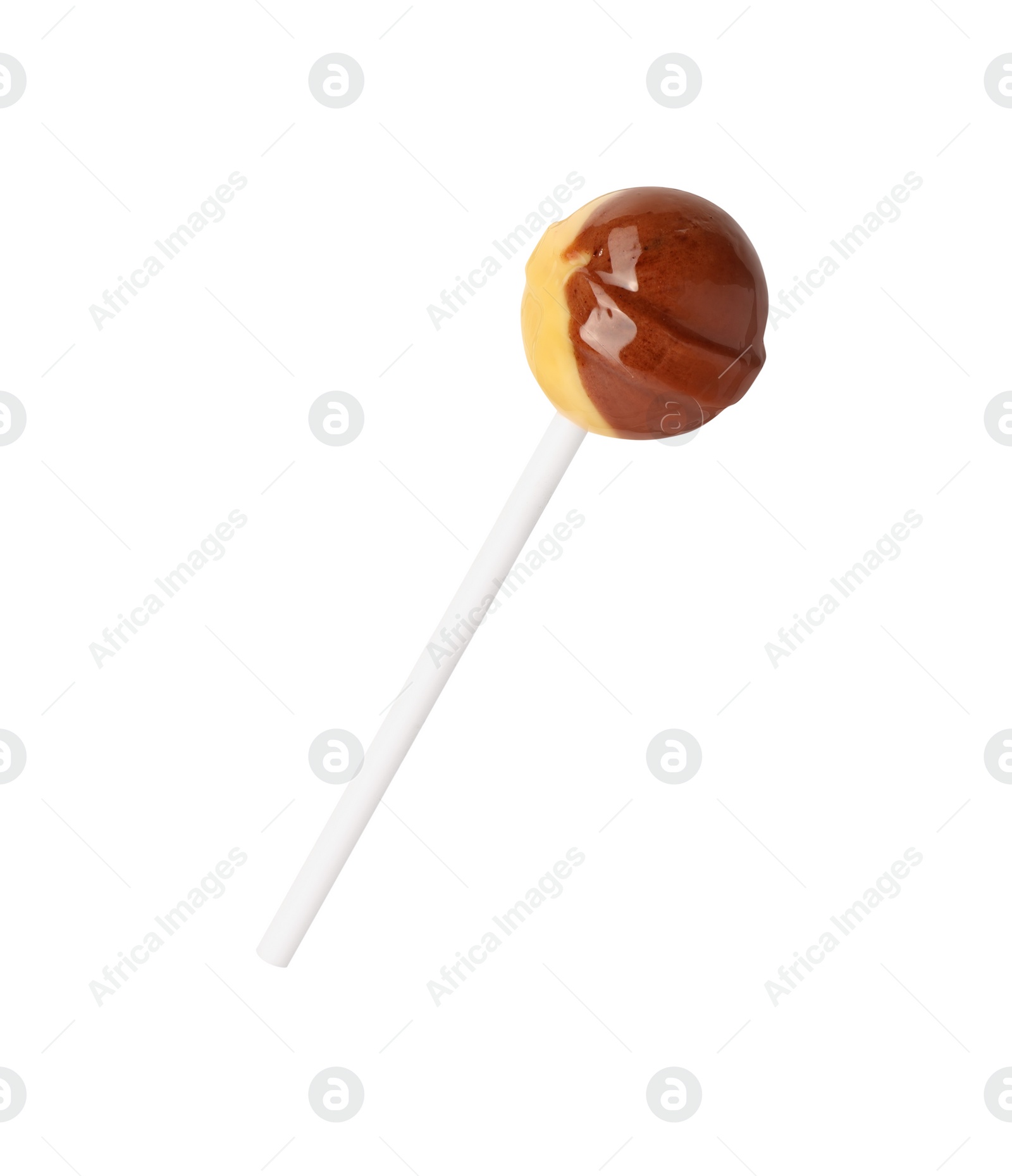 Photo of One sweet colorful lollipop isolated on white