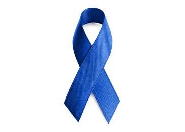 Image of Blue ribbon isolated on white. World Cancer Day