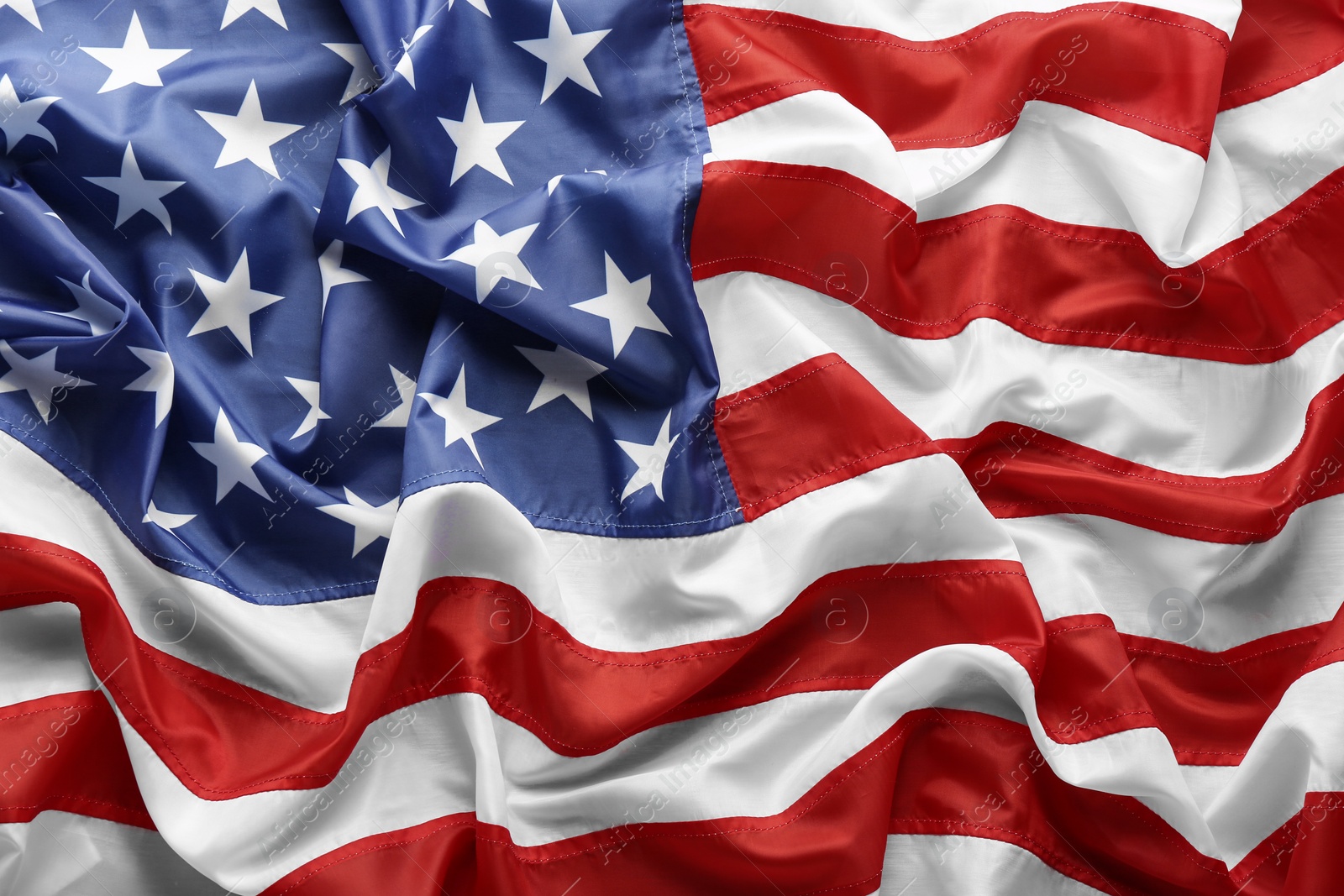 Photo of American flag as background, top view. National symbol of USA
