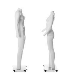 Image of Set of ghost headless mannequins with removable pieces on white background