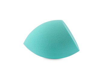 Photo of One turquoise makeup sponge isolated on white