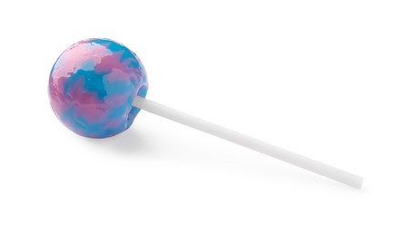 Photo of One sweet colorful lollipop isolated on white
