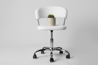 Chair with cactus isolated on white. Hemorrhoids concept