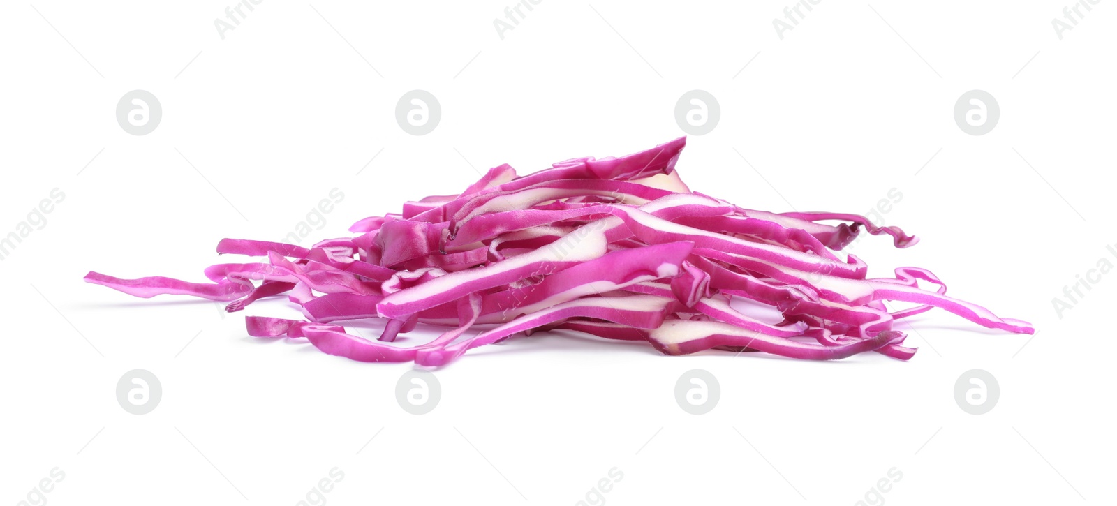 Photo of Shredded fresh red cabbage isolated on white