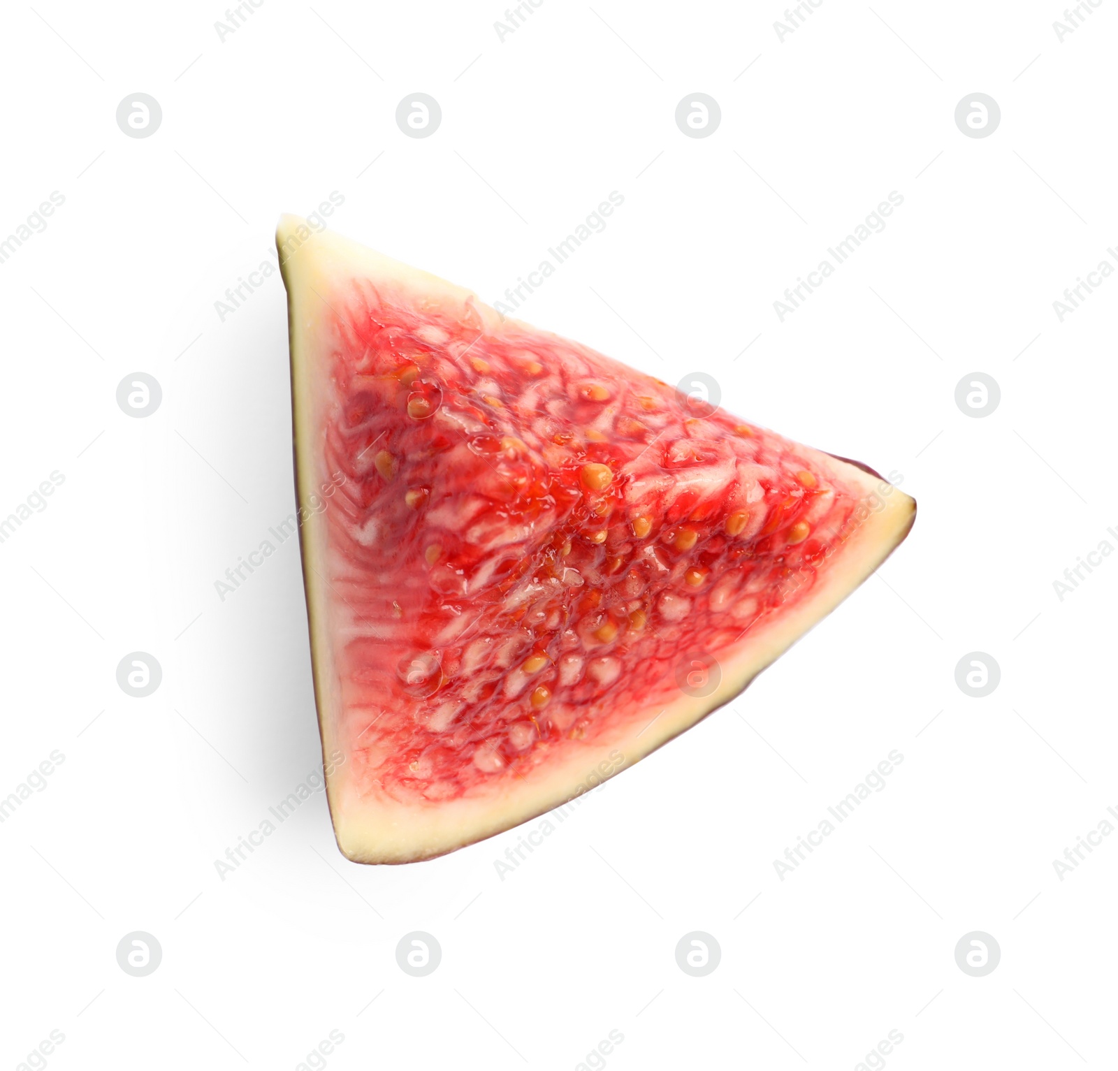 Photo of Piece of fresh fig isolated on white, top view