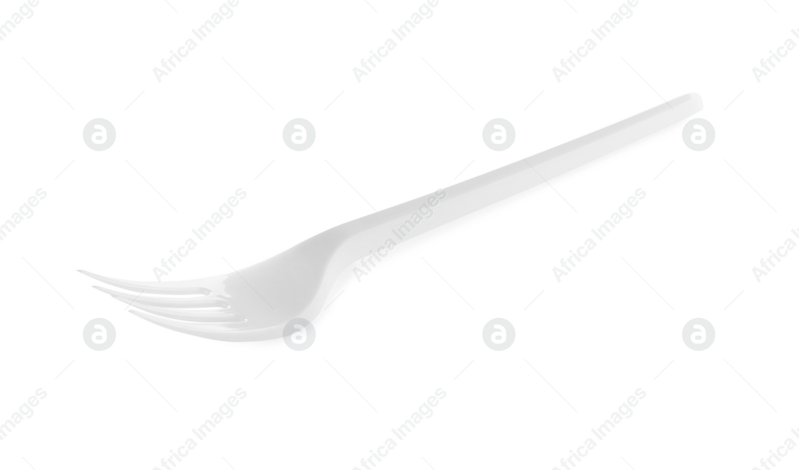 Photo of One disposable plastic fork isolated on white