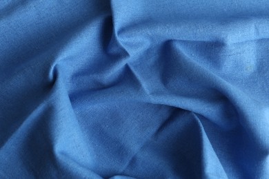 Texture of beautiful blue fabric as background, closeup