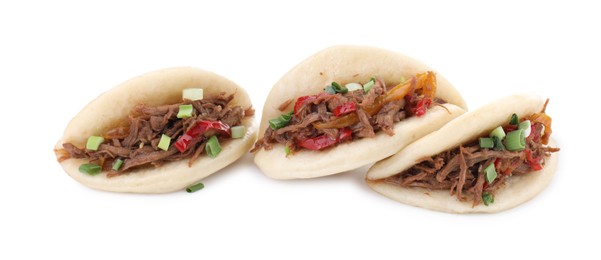 Photo of Delicious gua bao (pork belly buns) isolated on white