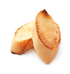 Photo of Toasted bread on white background