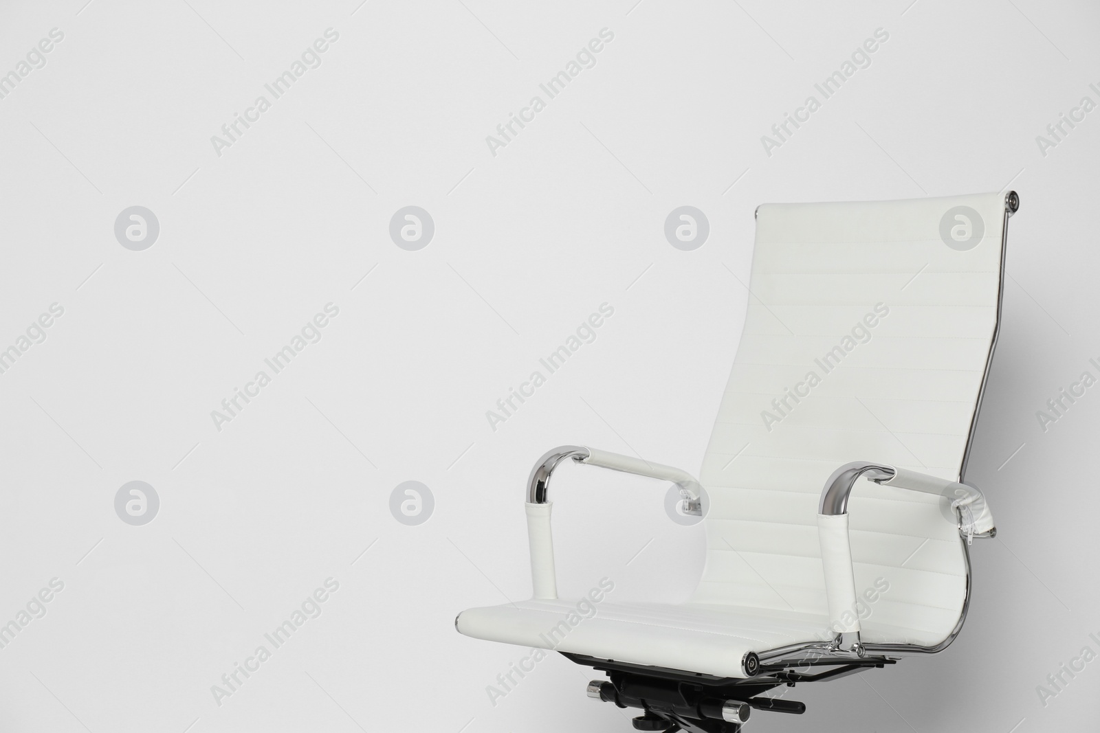 Photo of Comfortable office chair on white background, space for text