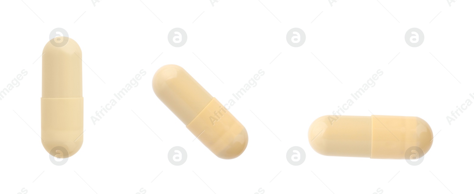 Image of Collage of vitamin pills isolated on white