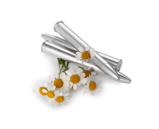 Metal bullets and beautiful flowers isolated on white