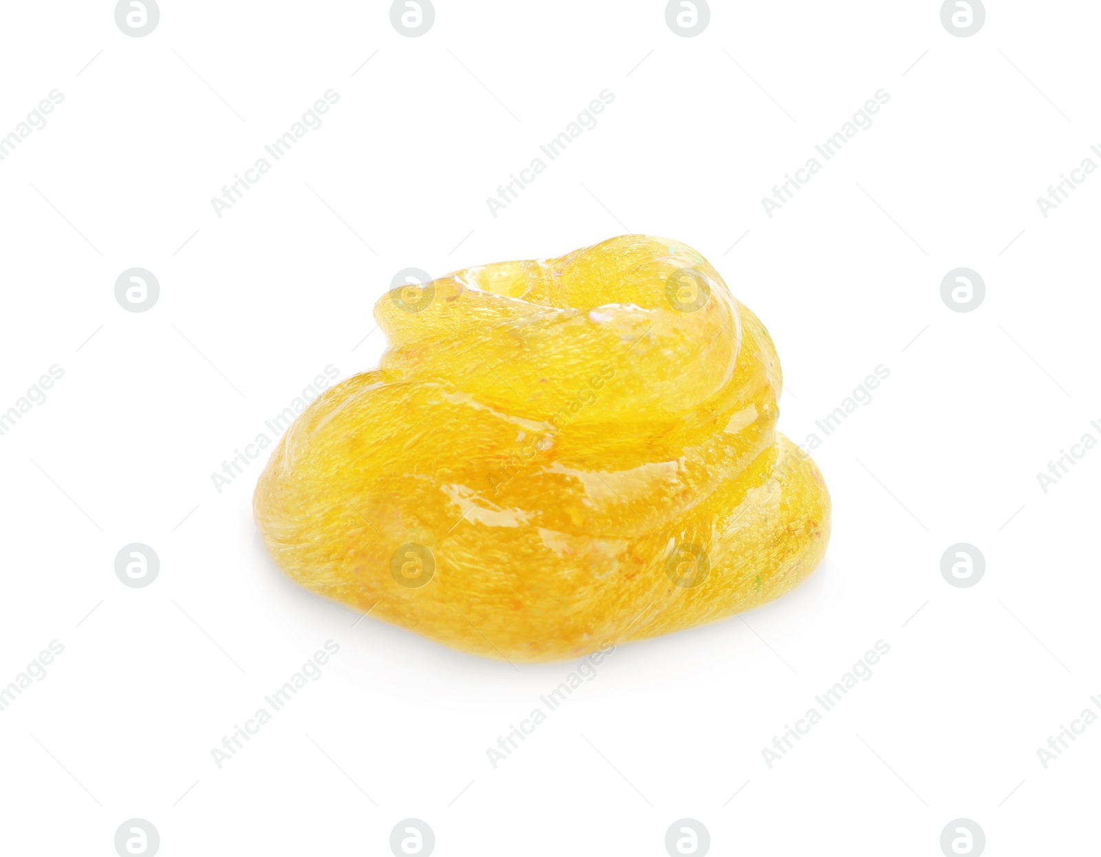 Photo of Yellow slime isolated on white. Antistress toy