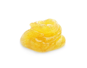 Photo of Yellow slime isolated on white. Antistress toy