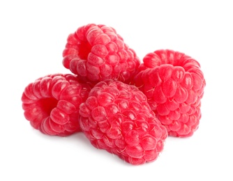 Delicious ripe sweet raspberries isolated on white