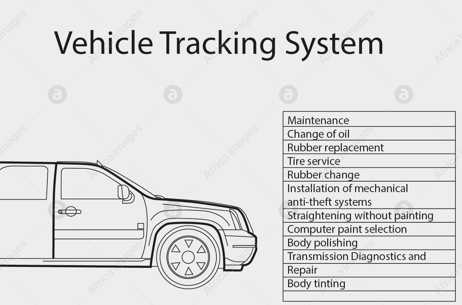 Illustration of  auto on white background. Car service logo