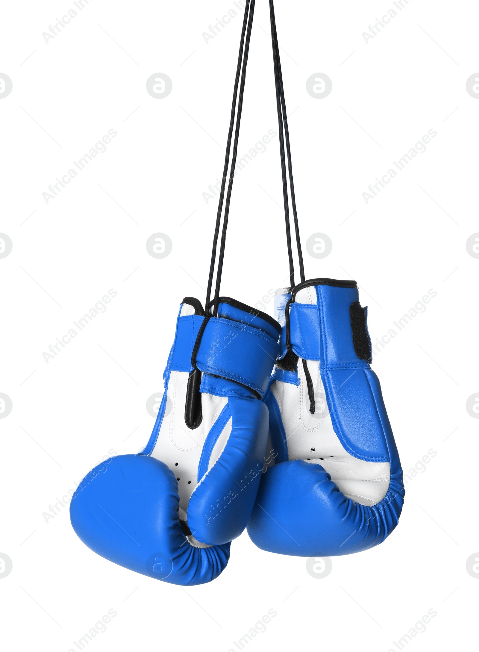 Image of Pair of blue boxing gloves isolated on white