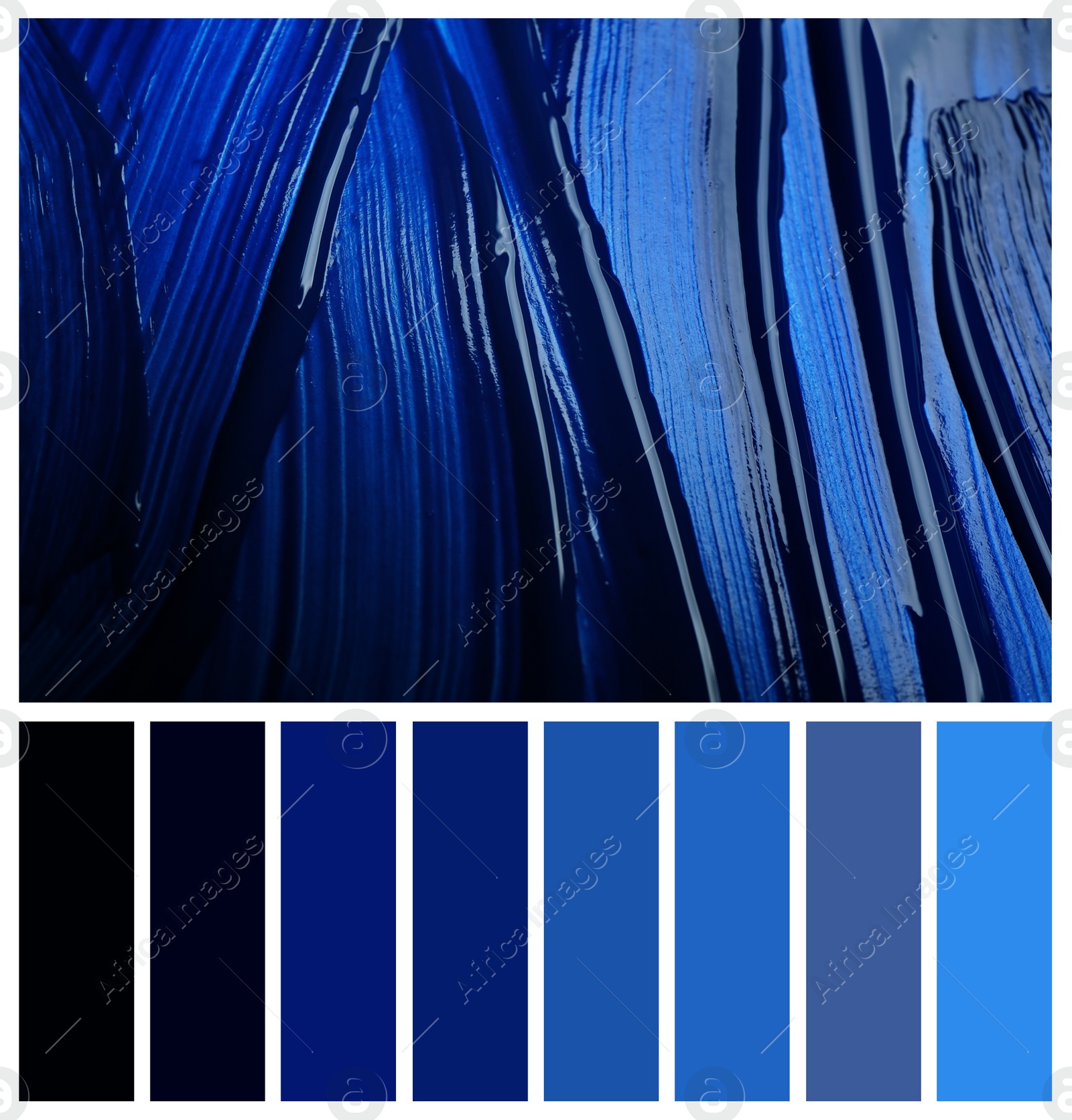 Image of Paint strokes as background, closeup. Color of the year 2020 (Classic blue)