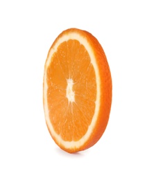 Slice of ripe orange isolated on white