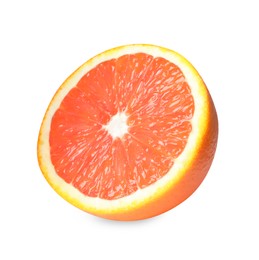 Photo of Citrus fruit. Half of fresh red orange isolated on white