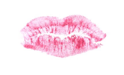 Lipstick kiss mark isolated on white, top view