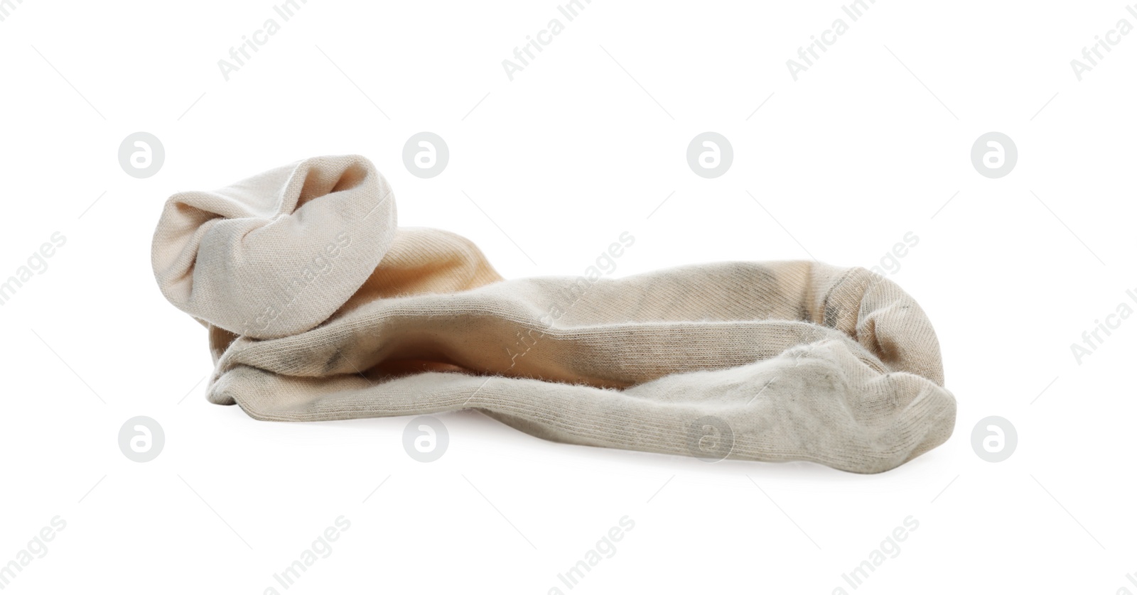 Photo of One used dirty sock isolated on white