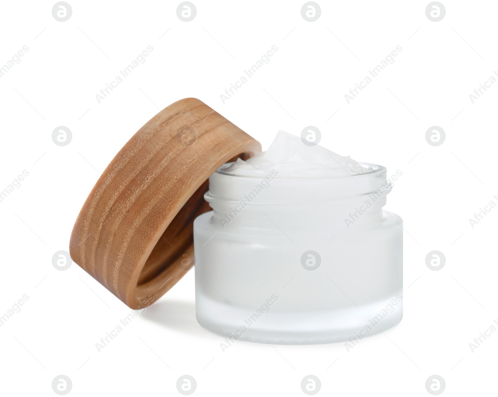 Photo of Cream in glass jar isolated on white