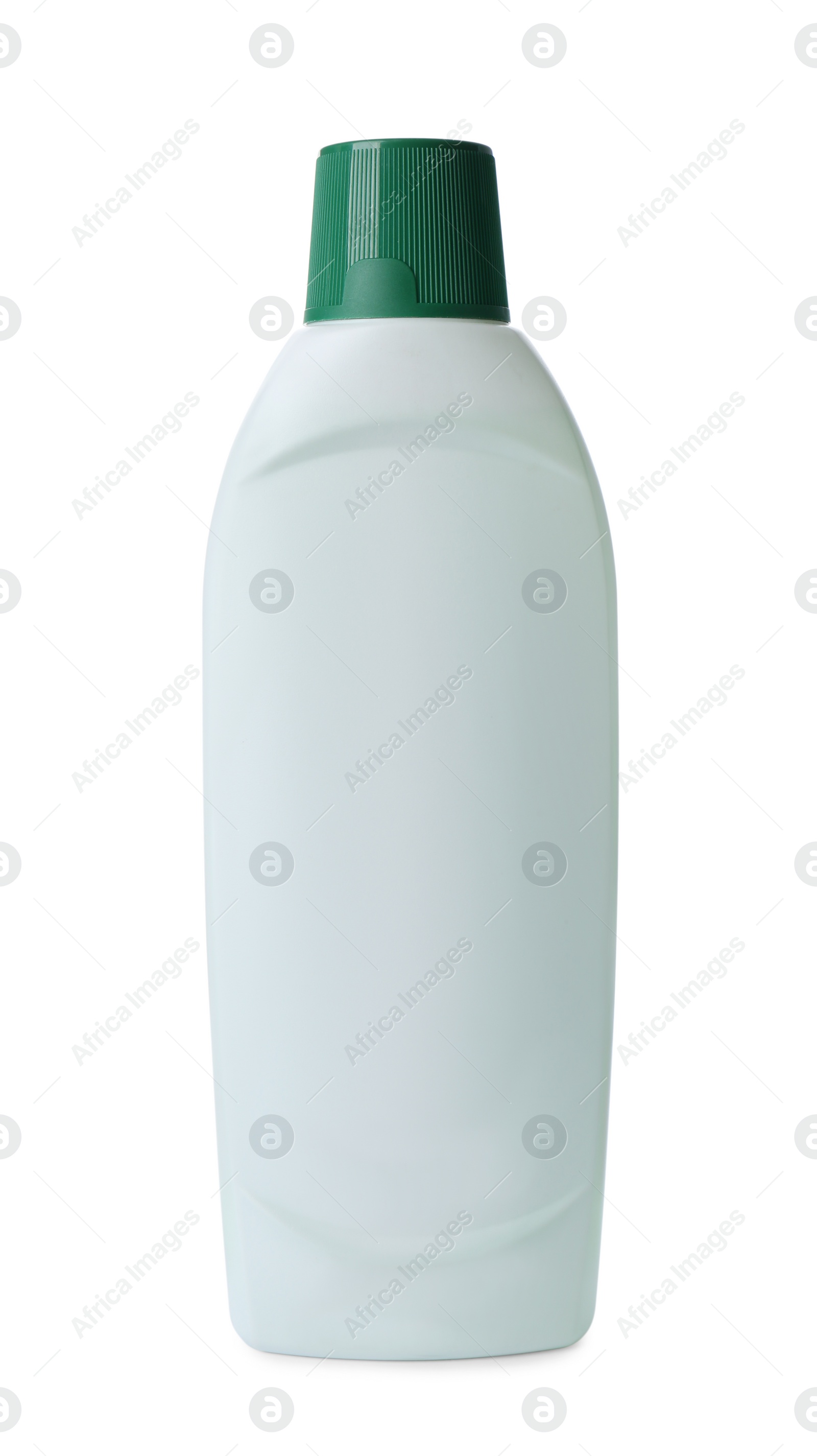 Photo of Bottle of detergent isolated on white. Cleaning supply