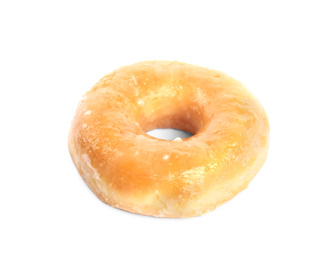 Photo of Sweet delicious glazed donut isolated on white