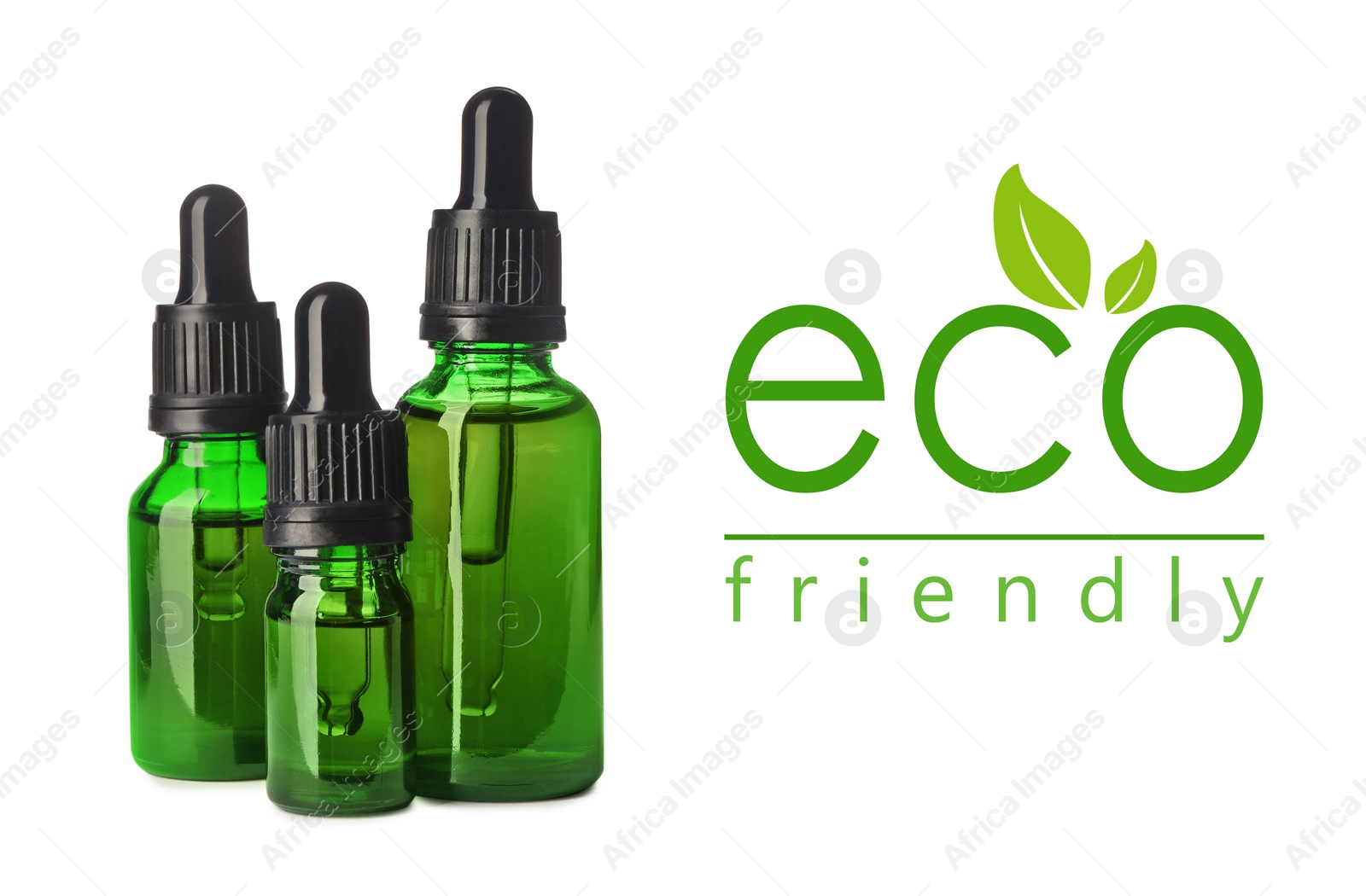 Image of Organic eco friendly cosmetic products on white background