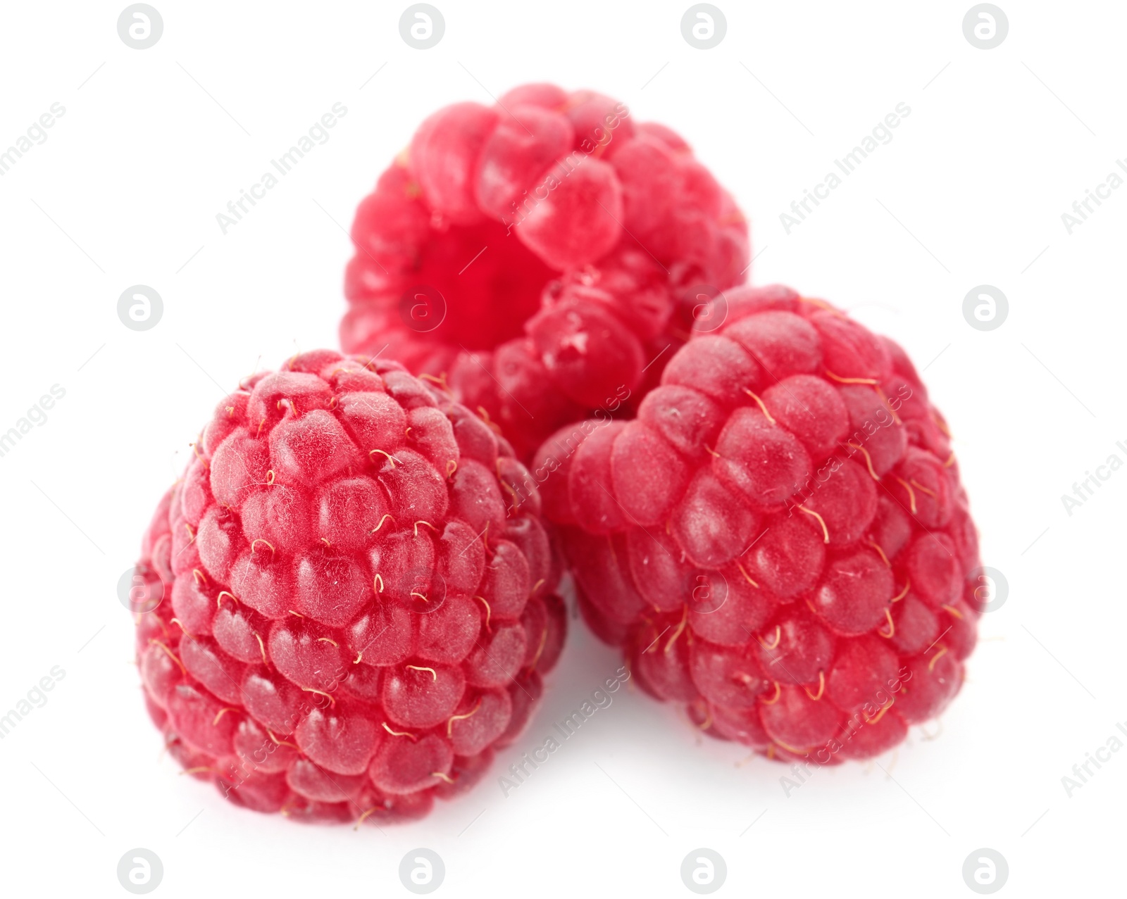 Photo of Delicious fresh ripe raspberries on white background