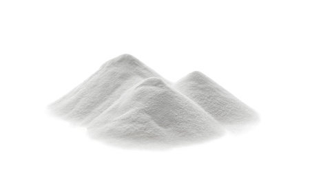 Photo of Pile of baking soda isolated on white