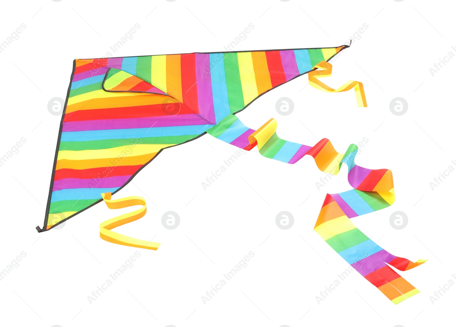 Photo of Beautiful bright rainbow kite isolated on white