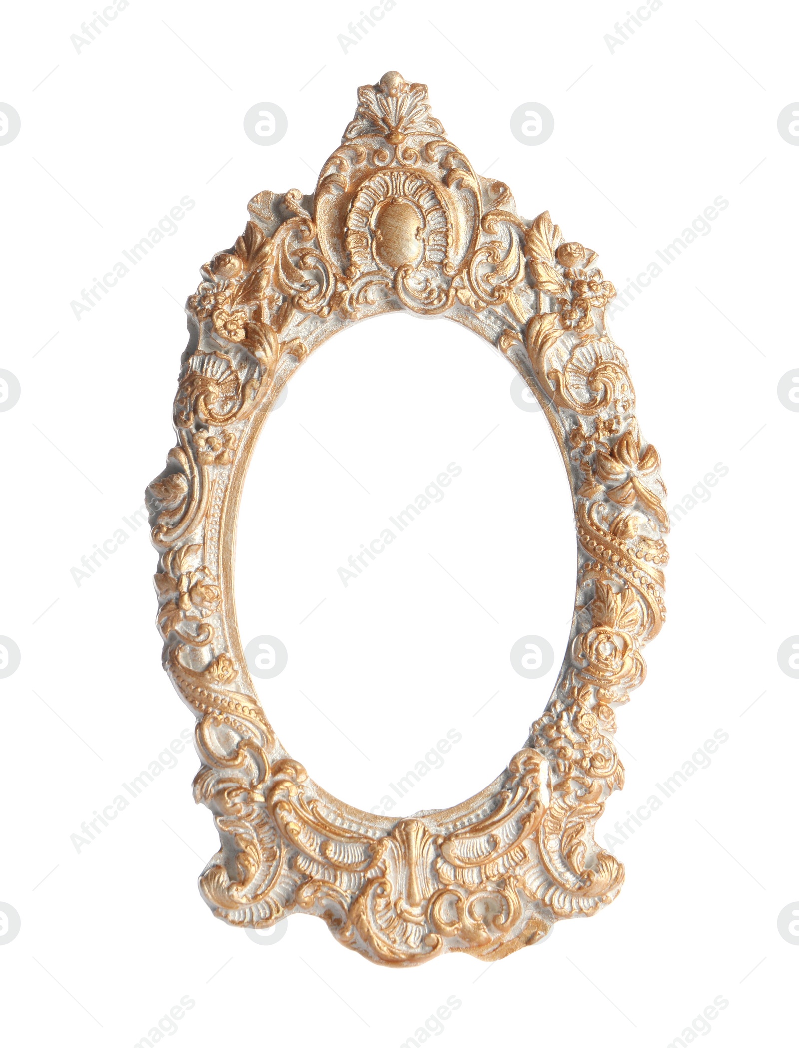 Photo of Beautiful golden vintage frame isolated on white