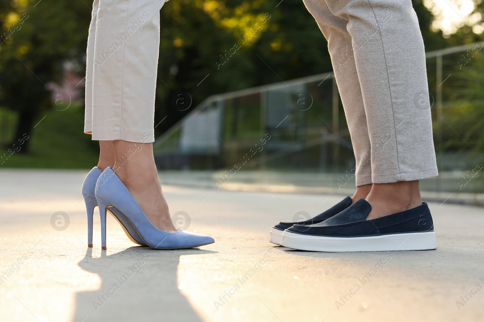 Photo of Couple having romantic date on sunny day outdoors, closeup