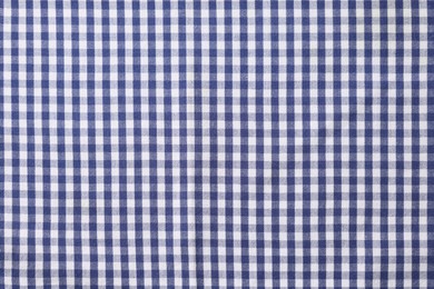 Photo of Blue checkered tablecloth as background, top view