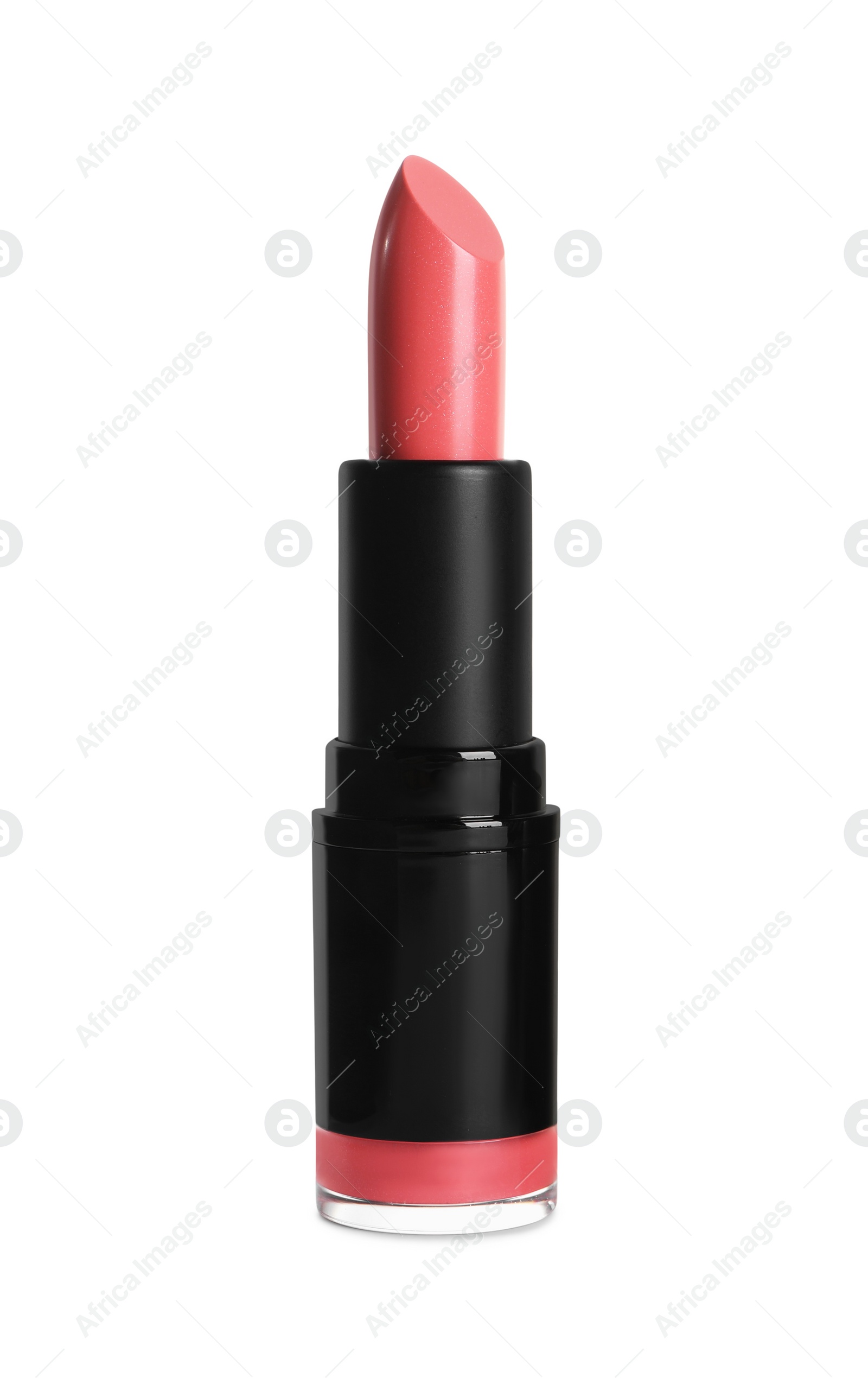 Photo of Bright lipstick on white background. Professional makeup product