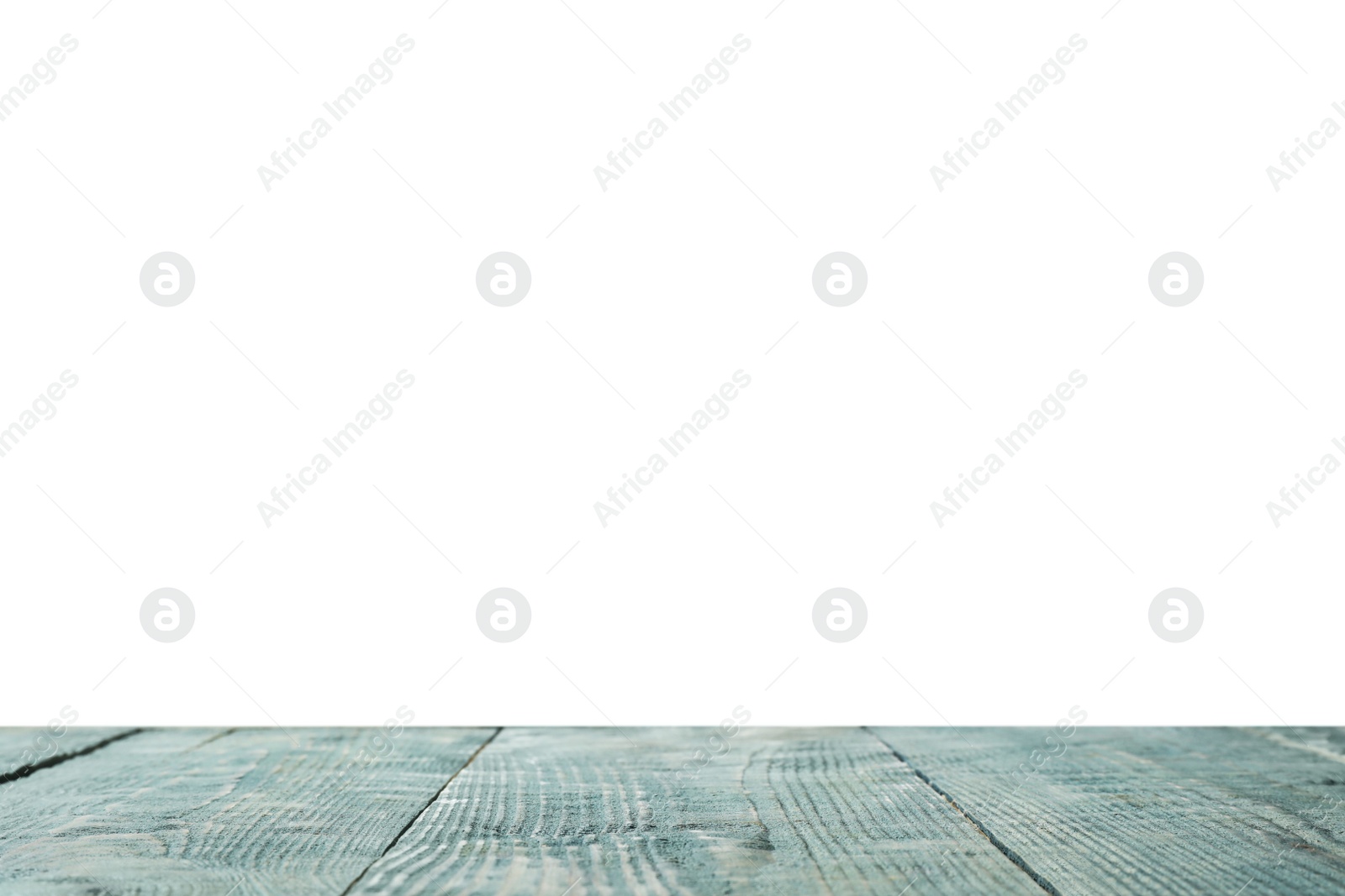 Photo of Empty wooden surface against white background. Mockup for design