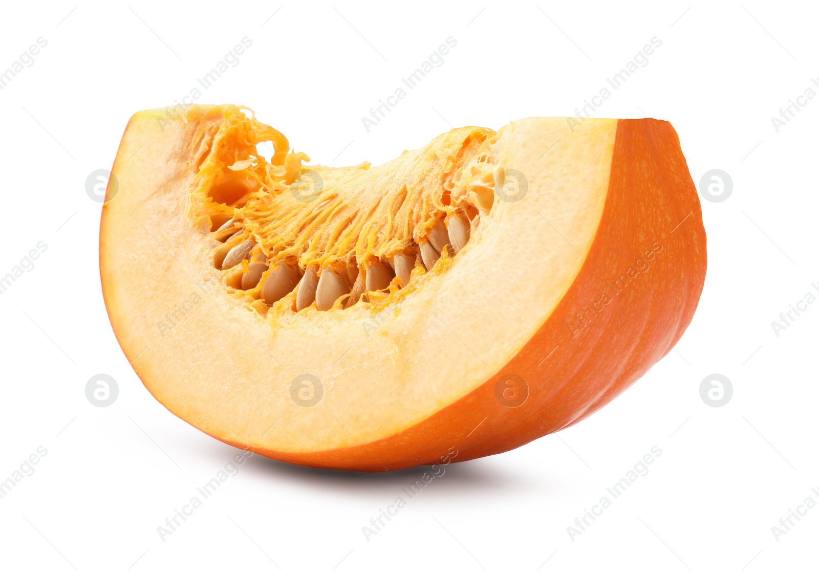 Photo of Slice of fresh ripe pumpkin isolated on white