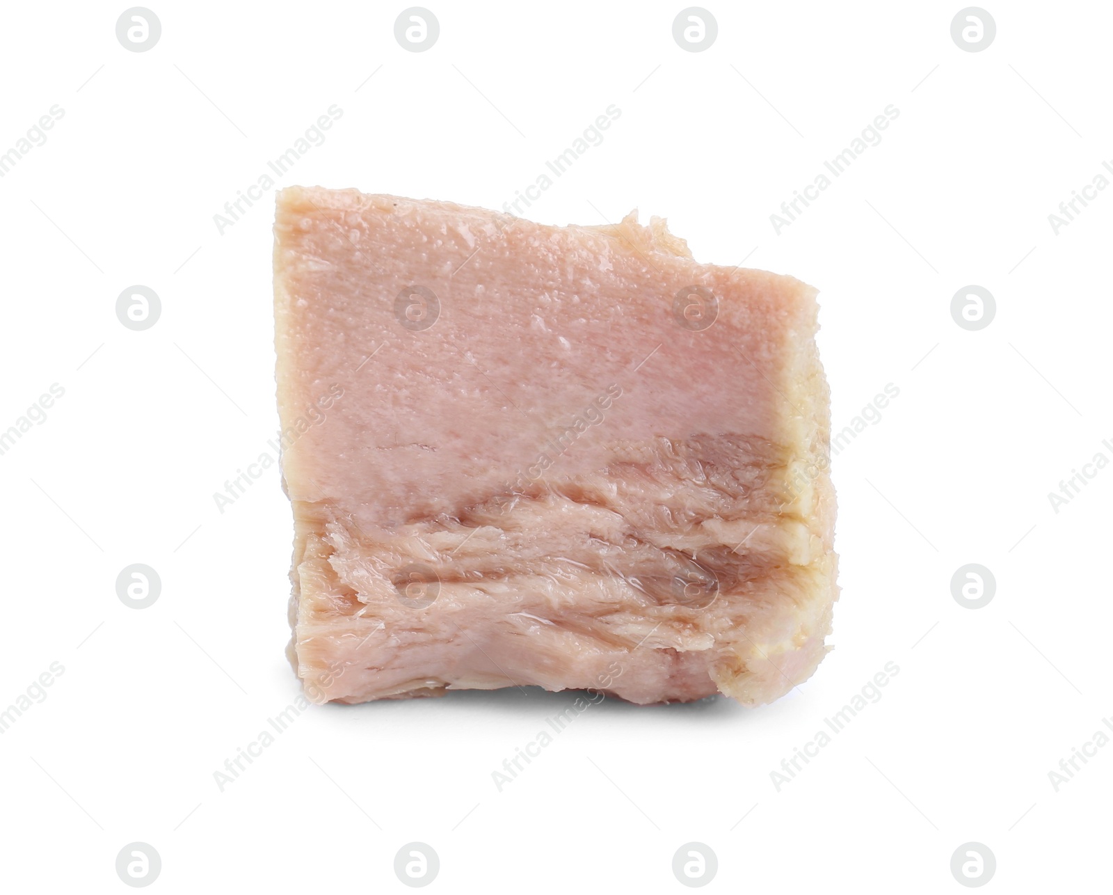 Photo of Delicious canned tuna chunk isolated on white