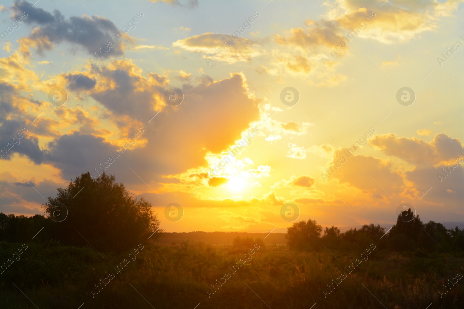 Photo of Picturesque view of beautiful countryside at sunset